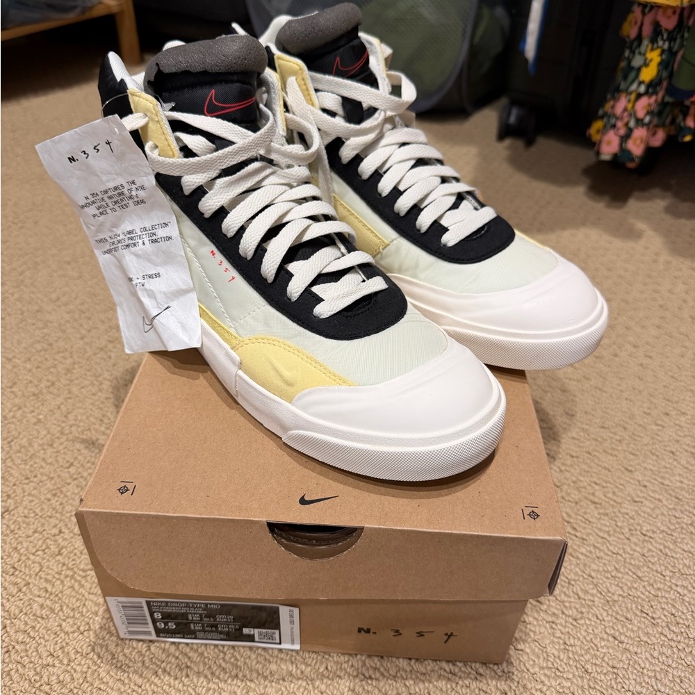 Nike High-Top Sneakers in Black, White, and Yellow